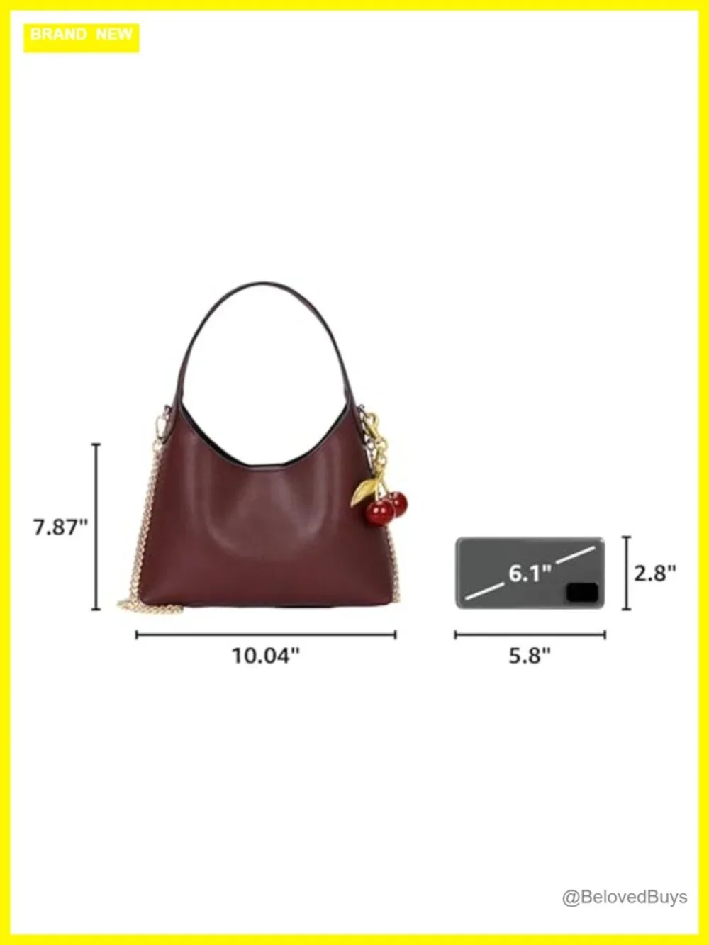 Faux Leather Cherry Hobo Shoulder Bag Tote Chain Crossbody Purse